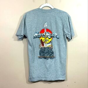VTG Hard Rock Cafe Mens Cleveland Guitar 2000 Graphic Print T-Shirt S Grey Y2K